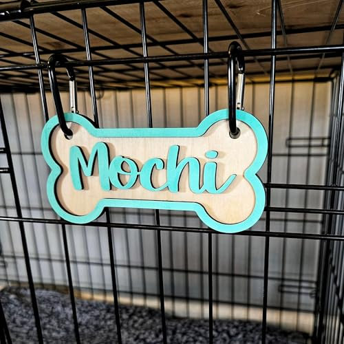 Personalisierte Holz-Hundemarke mit Knochenmotiv, personalisierbar, für Hundekennzeichen, Crate oder Room – rustikales Hundeschild für Haustiere – Custom Dog Room Decor (Stil 2)
