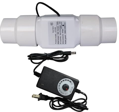 PPLDABNK 2 Inch Inline Duct Fan with 50mm-40mm PVC Pipes, 12V 18W HVAC Mini Exhaust Ventilation Fan Vent Booster Low Noise for Bathroom, Kitchen, Grow Tents, Hydroponics,Adjustable Speed