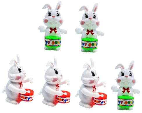 YARNOW 6pièces Jouet Mécanique Lapin Tambour à Remonter Forme De Lapin Jouet Éducatif pour Garçon Fille