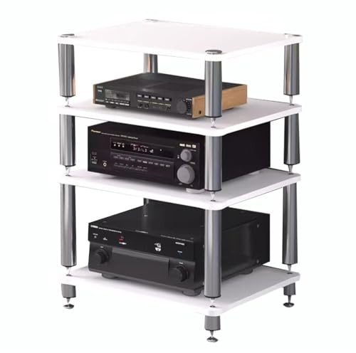Easnuroz 1/2/3/4-Tiers HiFi Audio Cabinet Soporte para Tocadiscos HiFi Altura Ajustable AV Media Storage Audio Rack Tower For Turntable/Printer/Sky Box/TV(Blanco,60 * 48 * 76cm(4Tier))