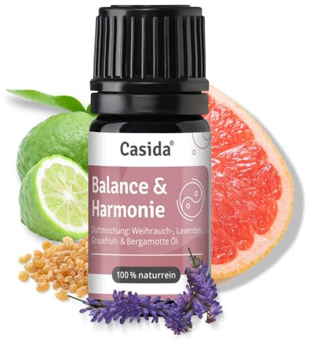 Casida Balance & Harmonie Duftmischung mit Weihrauch-, Lavendel-, Grapefruit- und Bergamotten Öl - 5ml - 100% naturreine ätherische Öle - Aromatherapie