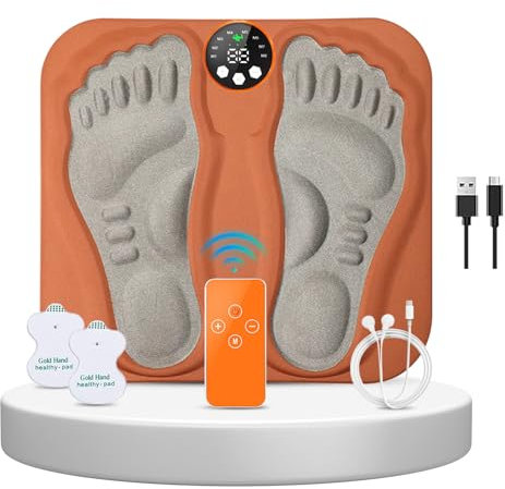 Masajeador de pies, estimulador nervioso, masajeador de pies portátil con mando a distancia, 8 modos, 29 intensidades, masajeador de pies inalámbrico portátil para circulación sanguínea y alivio del