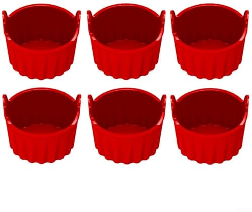Pirottini in silicone per friggitrice ad aria, 6 pezzi, per cuocere muffin, uova e altro (rosso)