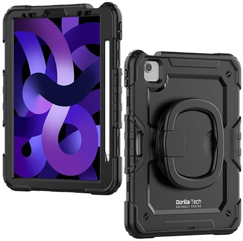 Gorilla Tech Armour Case for iPad Mini 6 (2021) Black – Shockproof Heavy-Duty Smart Cover with Hand Strap, 360° Kickstand & Pen Holder – Rugged Luxury Protection for Kids & Adults