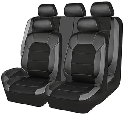 MaKeMoney Auto Sitzbezüge Set FüR VW Tiguan (5N) 1.Gen 2006-2025, Leder Vorne Und Hinten Schonbezüge Wasserdichtes Sitzschutz Zubehör,B/Black Gray