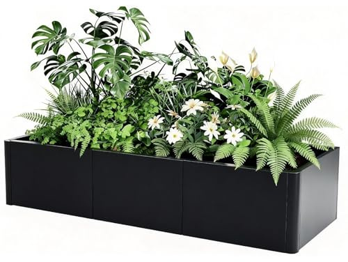 Aptliton 136x52x30cm Heavy Duty Steel Raised Garden Bed, Tool-Free Snap Assembly Planter Box with Drainage Holes, Weather Resistant Metal Planter for Outdoor, Balcony & Commercial Use
