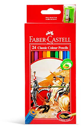 Faber-Castell Classic Colour Pencil 24 Pack with Sharpener, (16-115854)