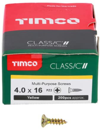 TIMCO Classic Multi-Purpose Screws - PZ - Double Countersunk - 4.0 x 16 - Gold - Box of 200