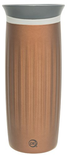 Zak Designs Fluted Stainless Steel Double Wall Vacuum Tumbler with Insulated Button Lid Chestnut, 16 oz, Multicolor