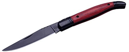 LAGUIOLE - Couteau pliant manche en bois de rose - acier inoxydable noir, bois de rose - Couteau pliant pour usage quotidien - Lame Noire - Coffret cadeau