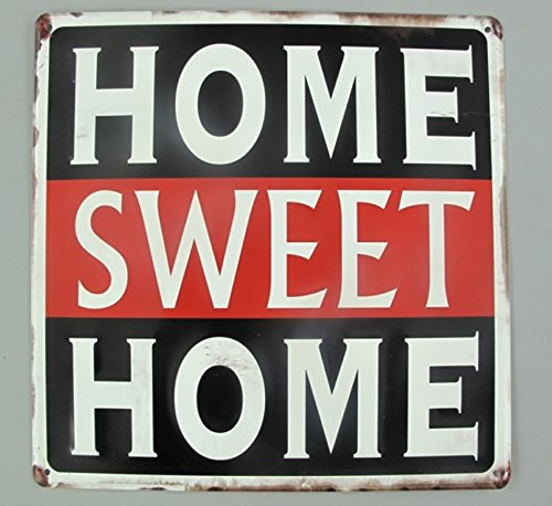 Wandschild Retro HOME SWEET HOME (gestanzt) H30 x B30 cm Shabby Look Used Look Blechschild Schild Wand Deko (Eisenblech) Tolles Geschenk