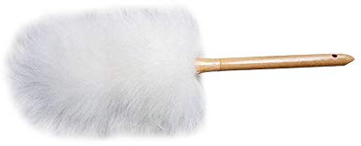 Plumeau à plumes LambsWool avec manche en bois massif, poignées flexibles, bonnes, plumeaux antistatiques et lavables pour la maison, le bureau et la voiture, attire et retient la poussière (Blanc)