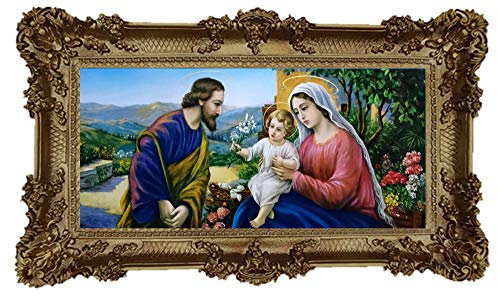 Ikonen Bild 96x57cm Geburt Mutter Maria Jungfrau Madonna Mutter Gottes heilige Maria Repro Barock Antik Look Gemälde (Gold) 75B