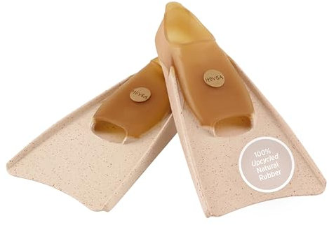 HEVEA Plastikfreie Flossen Kinder – Schwimmende Kinderflossen zum Schnorcheln – Bequemes, langlebiges dänisches Design mit einfachem Hergestellt aus Naturkautschuk (Peach, 30-33 EU)