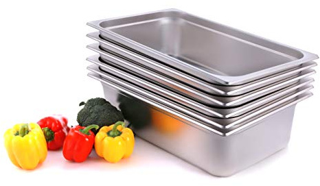 CMI Full Size Stainless Steel Food Pans Gastronorm Containers,2.5Deep Food Containers- Pack of 6