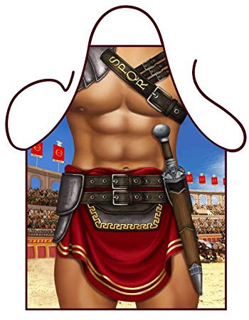 ShopINess Divertido Delantal de Gladiador Romano Divertido Accesorio para Cocina y Parrilla Original 100% Poliéster (Gladiador)