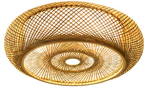 Bambus Deckenleuchte Vintage Weben Kronleuchter Natürlichen Handgemachte Gewebt Retro Rattan Deckenlampe Höhenverstellbare E27 Deckenlich Restaurant Teestube Wohnzimmer Cafe Deko Pendelleuchten,80cm