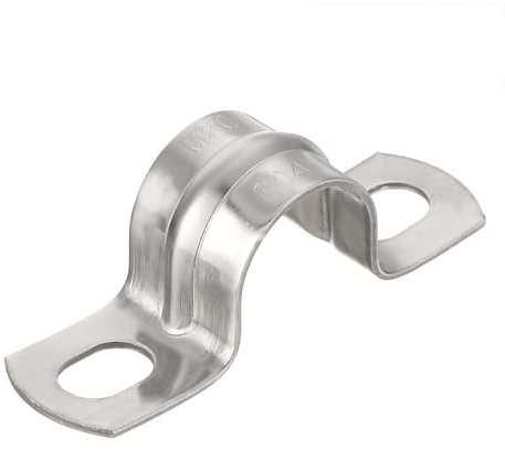 sourcing map 20mm(0.8) Rigid Pipe Strap, 2 Holes Tube Straps 304 Stainless Steel Tension Tube Clamp 4pcs