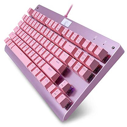 Granvela 75% Mechanical Keyboard with Rainbow LED Backlit | Aluminium Panel |Tactile Blue Switches | N-Key Rollover | 87-Key Tenkeyless | Hot Swappable,Model MechanicalEagle Z-77 - Pink