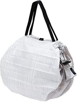 Shupatto Japanische kompakte faltbare Einkaufstasche, Größe M - SEN (gestreift), weiß gestreift, 32 x 32 cm, modern, Weiß gestreift, 32 x 32 cm, Zeitgenössisch