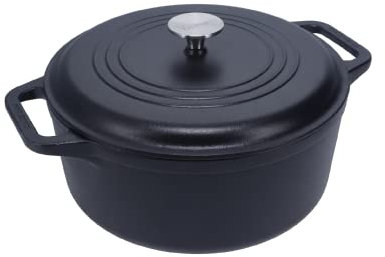Victoria 6-Quart Cast Iron Dutch Oven with Lid and Dual Loop Handles, Seasoned with Flaxseed Oil, Made in Colombia,Black