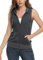 MISS MOLY Ärmellos Sweatjacke Damen Weste Hoodie Shirt mit Reissverschluss Kurzarmjacken Sweatshirt Dunkel Grau Medium