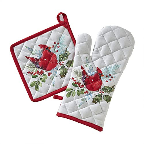 SKL HOME by Saturday Knight Ltd. Berry Cardinal Topfhandschuh und Topflappen Set, Baumwolle