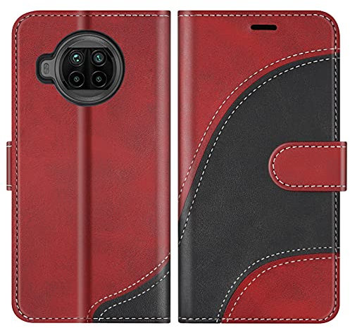 BoxTii Cover per Xiaomi Mi 10T Lite 5G, Custodia in PU Pelle Portafoglio per Xiaomi Mi 10T Lite 5G, Magnetica Cover a Libro con Slot per Schede, Rosso