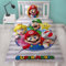 Kinder Wende Bettwäsche Set Super Mario Grau · Jungenbettwäsche 135x200 80x80 cm aus 100% Baumwolle mit Reißverschluss · Porträt Motiv mit Mario Luigi Peach Toad und Star