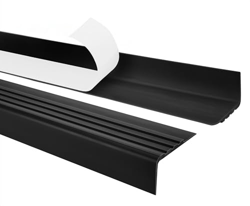 Quest Treppenkantenprofil PVC 30x27 mm Antirutsch - Schwarz, 150 cm | Selbstklebender Stufenkantenschutz, sorgt für ein sauberes Finish der Stufen, leicht zu reinigen dank Rillenform