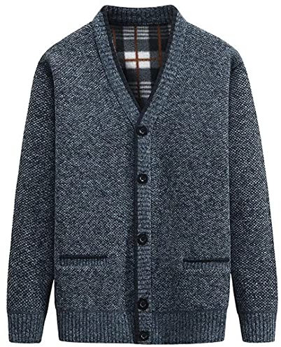 yuyungongsi Men's Cardigans with Buttons Classic Mens Cardigans for Men UK with Pockets Gentleman v Neck Mens Jumper Grey Black Knitted Sweatshirts Jumpers for Men UK Navy Blue XXL