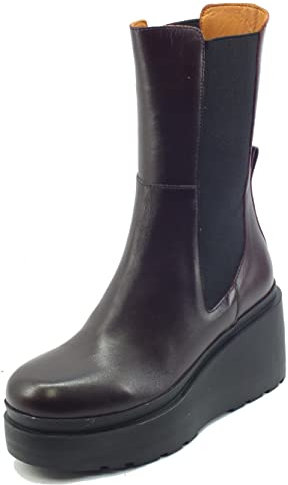 CafèNoir HB1030 Bordeaux Stivali per Donna in Pelle con Doppio Elastico e zeppona (Taglia 40)