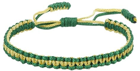 CHOUBAGUAI Handgefertigte, geflochtene Glücks-Seil-Armbänder für Damen und Herren, mehrfarbig, tibetisch, buddhistisch, Armband, Paare, Armreifen, Freundschaftsschmuck, Geschenk, Gelb und Grün