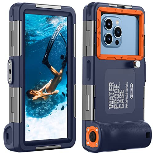 Lanhiem Diving Waterproof Phone Case, [Upgrade&Universal] Underwater for Photo Video Outdoor Swimming Snorkeling Surfing for iPhone Galaxy Huawei Series Smartphones (Orange)