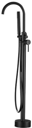 HOME DELUXE - Design Standarmatur - MOON Matt Schwarz - Höhe: 115 cm, inkl. Handbrause I freistehende Armatur Wannenbrause Wanneneinlass
