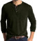 Mens Henley Shirts Long Sleeve Tops Casual Shirt Cotton Tee Crew Neck Top Basic T-Shirt Knitted Buttons Green L