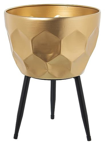 DRW Pflanztopf aus Metall mit Beinen in Gold und Schwarz, 30 x 40 cm