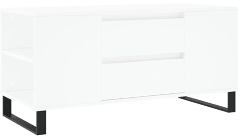 vidaXL Couchtisch, Sofatisch für Wohnzimmer, Wohnzimmertisch mit viel Stauraum, Beistelltisch Kaffeetisch Wohnzimmermöbel, Weiß Holzwerkstoff