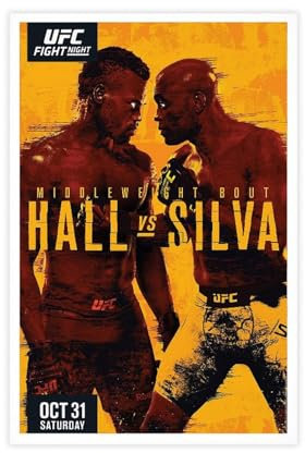 MAHWER Poster auf Leinwand, UFC Fight Night 181; Uriah Hall Vs. Anderson Silva 2020, Schlafzimmer, Dekoration, Sport, Landschaft, Büro, Raumdekoration, Geschenk, ungerahmt, 30 x 45 cm