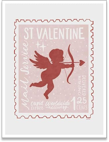 zphvaqd Engel-Wandkunst, Druck auf Leinwand, Motiv: rosa Amor, Liebhaber, Poster, Valentinstag, Wanddekoration für Badezimmer, Wohnzimmer, 30,5 x 40,6 cm, ungerahmt