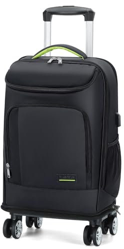 Lekespring Leder Rucksack Trolley Business Rucksack mit Abnehmbarem Rollen, Reise Rolling Wasserdichter Rucksack, 17,3 Zoll Laptoptasche Handgepäck Flugzeug Zugelassen, Rollkoffer Rucksack für Herren