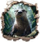 Samunshi® Wandaufkleber Wandriss mit Otter in Wald Wandsticker Fenster in andere Welt Portal für Kinderzimmer Aufkleber Küche Wallart 50x50cm
