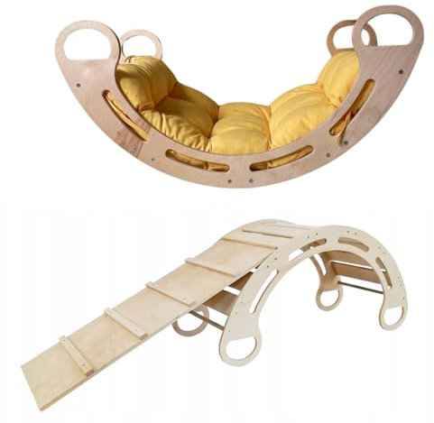 Slevobox Kinder Klettergerüst Indoor 85x41x39cm - Kletterdreieck mit Rutsche - Montessori Kletterbogen mit Kissen - Montessori Klettergerüst Kinderzimmer - Entwicklung der Motorischen Fähigkeiten