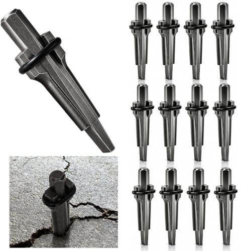 Coloch 12 Pack Wedge and Feather Shims, 5/8 Inches Heavy Duty Rock Splitting Wedges Stone Splitter Hand Tools for Rock, Stone, Concrete, Marble, Granite