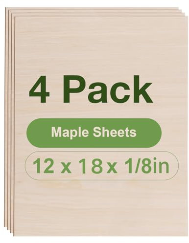 ROBOTIME Compensato 3 mm Fogli A3 Pannello Legno Fai Da Te Acero 30×42 CM 4 Pezzi,Fogli di Legno per Decorazione Modellare Pannelli Taglio Laser Pirografia Pareti