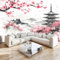 Papier Peint Panoramique 3D Loft Japonais Sakura 200x140cm intissé Murale pour Salon Chambre d'enfants restaurant Décoration Murale, Multicolore Chambre Poster Mural Fresques Murales