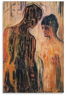 Edvard Munch Poster, Amor und Psyche, Gemälde, Poster, Leinwand, Wandkunstdrucke, Poster, Foto, Gemälde, Poster, Raumdekoration, 50 x 75 cm