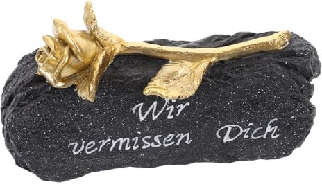 HANABASS 5stücke Gedenkskulptur Für Verstorbene Resin Grabdekoration Mit Schwarzer Goldrose Für Friedhof Trauerdekoration Und Erinnerungsstück Für Geliebte Menschen