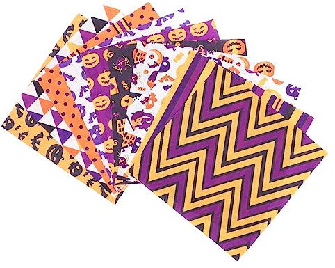 HAWILLOSCH 10 Blätter Halloween-Tuch-Set Halloween-Baumwollstoff Halloween-Patchwork-Stoff Halloween dekostoff Halloween Dekorationsstoff Baumwollkleidung Halloween-Stoffbündel Stoff nähen