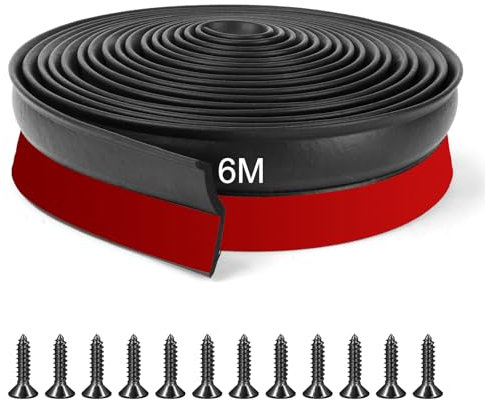 Flintronic Guarnizione Soglia Porta Garage, 6M Barriera acqua garage Guarnizione Soglia Porta Garage, per Mantenere il Garage Pulito e Asciutto, GommaTaglio Facile -Nero